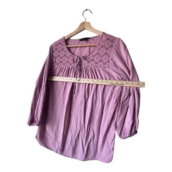 ADRIENNE VITTADINI Blouse long sleeve embroidered lWomen's ight fabric fresh M. - Picture 8 of 11